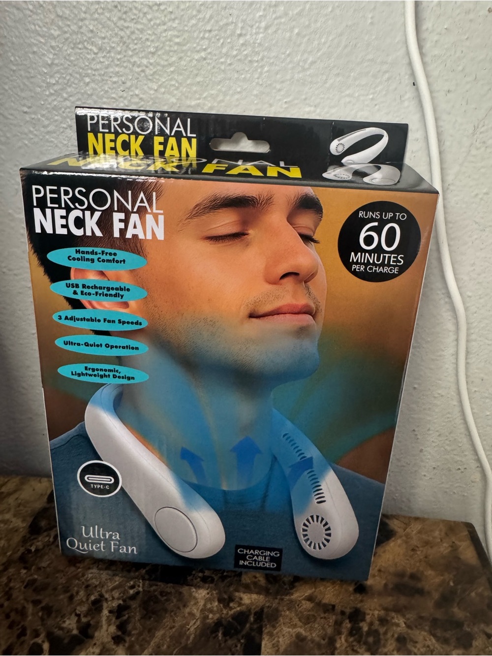 Personal Neck Fan - White Hands-Free USB Rechargeable